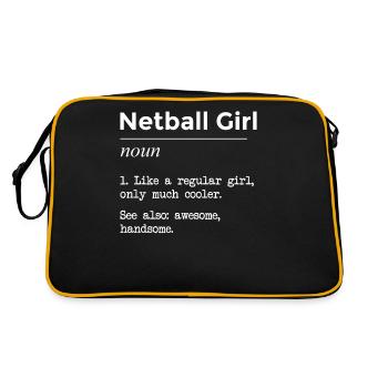 Netball Player Girl Funny Definition - Retro Bag - black/gold - Back