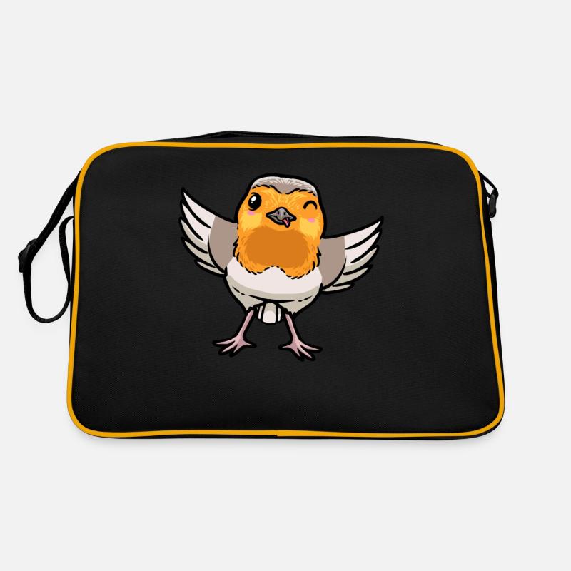 Rotkehlchen Vogel Kawaii Emoticon Retro Tasche