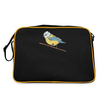 Blaumeise I Vogel Meise Motiv für Vogelbeobachter - Retro Tasche - Schwarz/Gold - Hinten