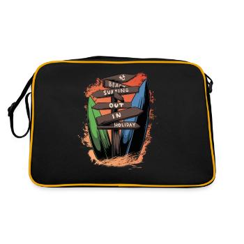 Surfing Barefoot Beach Surfer Board Summer Time - Retro Bag - black/gold - Back