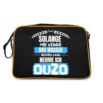 Ouzo Spruch für Griechen One Ouzo a Day Ouzo Party - Retro Tasche - Schwarz/Gold - Hinten
