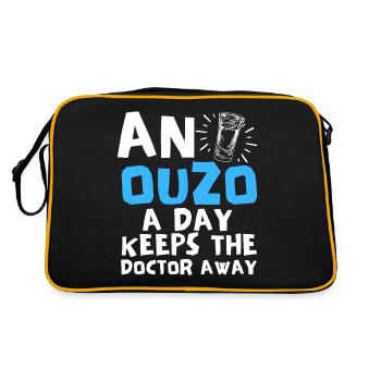 Ouzo Spruch für Griechen One Ouzo a Day Ouzo Party - Retro Tasche - Schwarz/Gold - Hinten