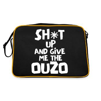 Ouzo Spruch für Griechen One Ouzo a Day Ouzo Party - Retro Tasche - Schwarz/Gold - Hinten