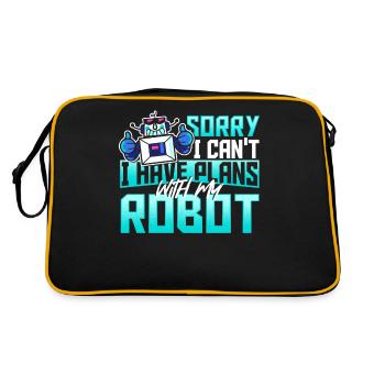 Sorry I Can't I Have Plans With My Robot Robotics - Retro Tasche - Schwarz/Gold - Hinten