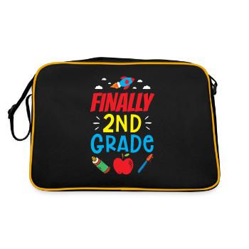 Finally Second Class School Second Grader Teacher - Retro Bag - black/gold - Back