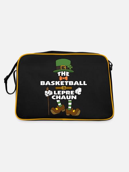 The Basketball Leprechaun St Patrick's Day - Retro Tasche - Schwarz/Gold - Hinten