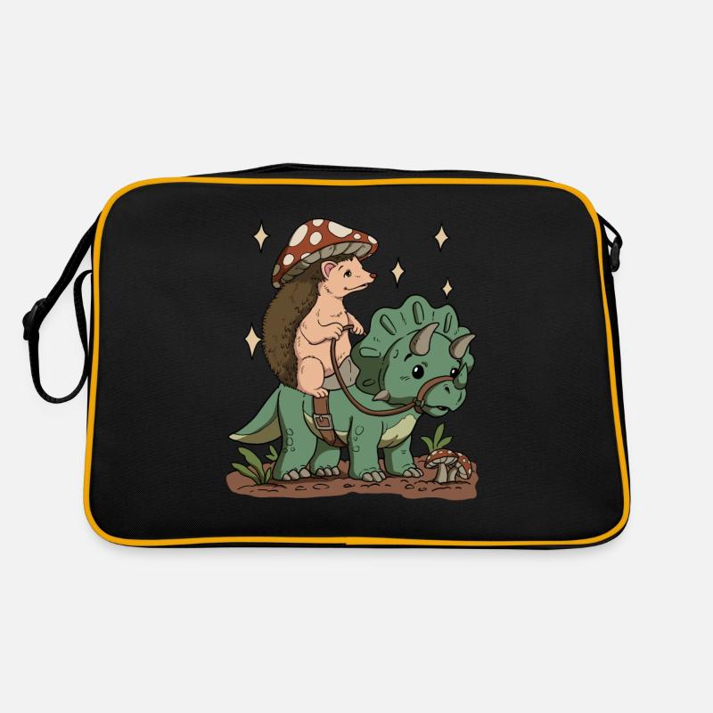 Cottagecore hedgehog - Retro Bag - black/gold
