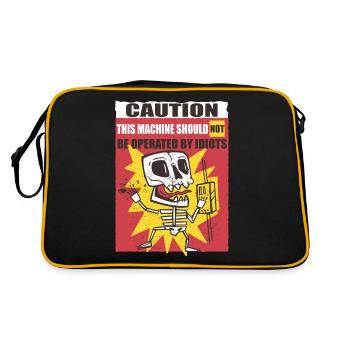 Drôle de panneau d’avertissement d’électricien - Sac Retro - noir/or - Dos