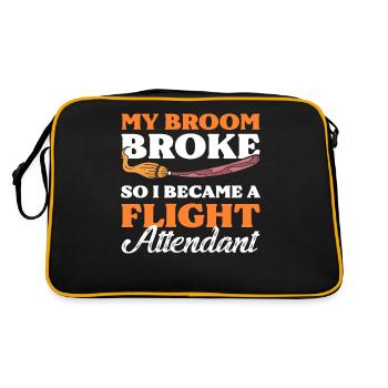 Mein Besen ist kaputt also bin ich Flugbegleiterin - Retro Tasche - Schwarz/Gold - Hinten
