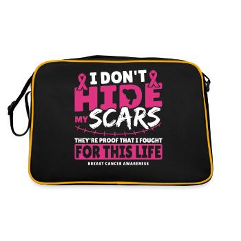 I Don't Hide My Scars Breast Cancer Awareness - Retro Tasche - Schwarz/Gold - Hinten