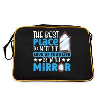 Meet Love Of Your Life In Mirror Happy Singles - Retro Tasche - Schwarz/Gold - Hinten