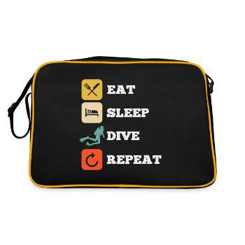 Apnoetaucher Freitaucher Taucher - Retro Tasche - Schwarz/Gold - Hinten