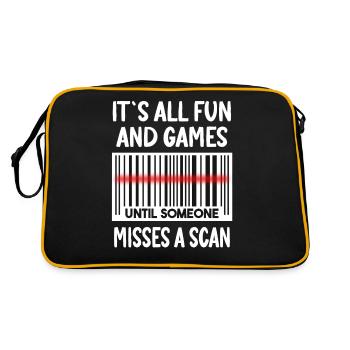 Funny Postal Worker Barcode Quote - Retro Bag - black/gold - Back