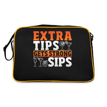 Extra Tips Gets Strong Sips Bartender Barkeeper - Retro Tasche - Schwarz/Gold - Hinten