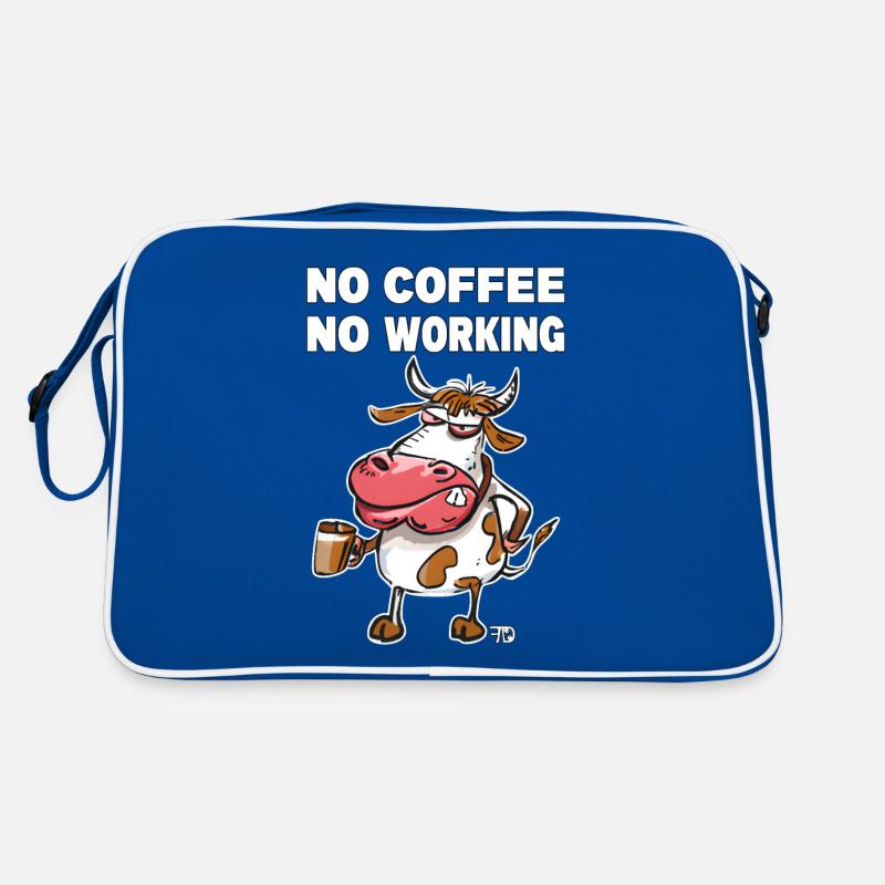 No coffee, no working. Grumpy Funny Cow Retro Bag