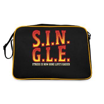 S.I.N.G.L.E Stress Is Now Gone Happy Singles - Retro Tasche - Schwarz/Gold - Hinten