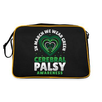 In March We Wear Green Cerebral Palsy Awareness - Retro Bag - black/gold - Back