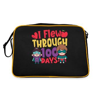 I Flew Through 100 Days of School 100th Day Of - Retro Bag - black/gold - Back