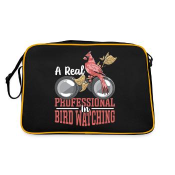 A Real Professional In Bird Watching Bird Watcher - Retro Tasche - Schwarz/Gold - Hinten