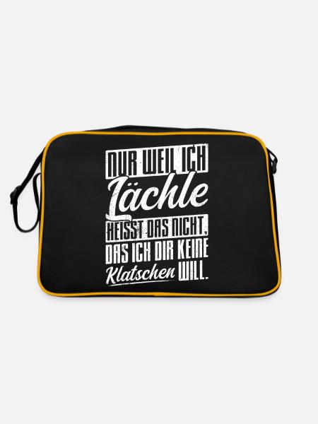 Weil Ich Lächle Heißt Nicht Das Ich Dir Keine Klat - Retro Tasche - Schwarz/Gold - Hinten