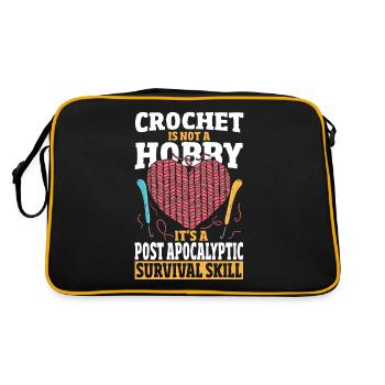Crochet Is Not A Hobby Survival Skill Crocheting - Retro Bag - black/gold - Back