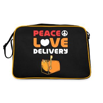 Peace Love Deliver Postal Worker Mailman Postman - Retro Bag - black/gold - Back