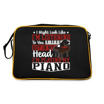 In My Head I’m Playing My Piano Piano Player - Retro Tasche - Schwarz/Gold - Hinten