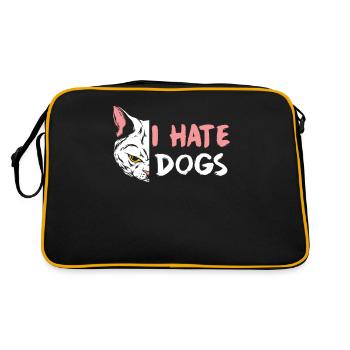 Ich Hasse Hunde Liebhaber Haustier Katze Katzen - Retro Tasche - Schwarz/Gold - Hinten