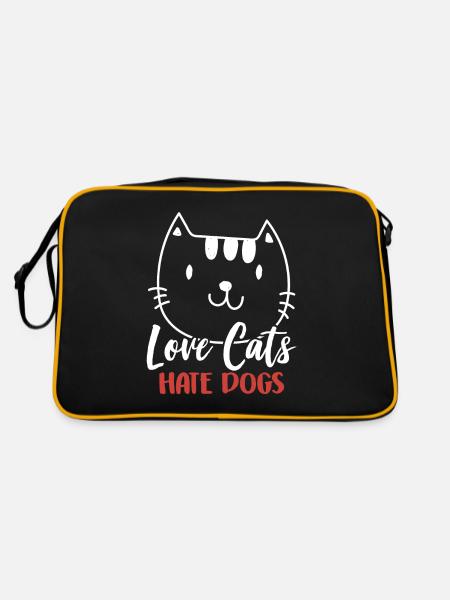 Love Cats Hate Dogs Cat Lovers Pet - Retro Bag - black/gold - Back