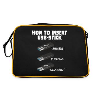 How To Insert USB Stick Funny Programmer Meme - Retro Tasche - Schwarz/Gold - Hinten