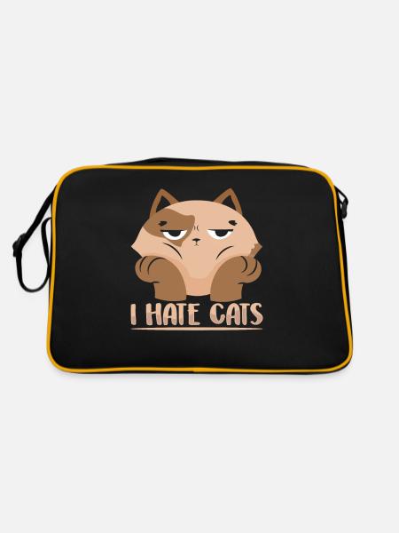 I hate cats puppy dog lover animal - Retro Bag - black/gold - Back