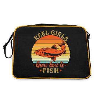 Reel Girls Know How To Fish - - Retro Tasche - Schwarz/Gold - Hinten