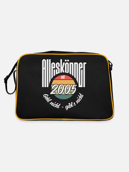 Alleskönner seit 2005. Lustiges Jahrgangs - Retro Tasche - Schwarz/Gold - Hinten