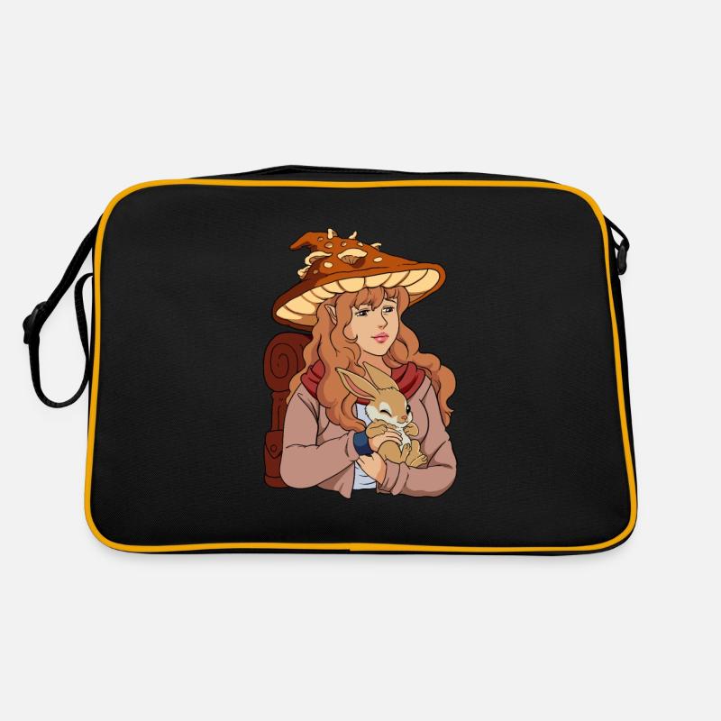 Cottagecore Frau - Retro Tasche - Schwarz/Gold