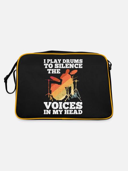 Schlagzeug Spieler Drummer - Retro Tasche - Schwarz/Gold - Hinten