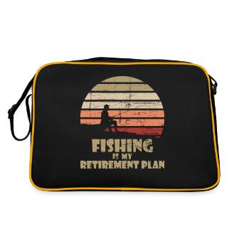 Angeln Altersvorsorge Lustig Jahrgang - Retro Tasche - Schwarz/Gold - Hinten