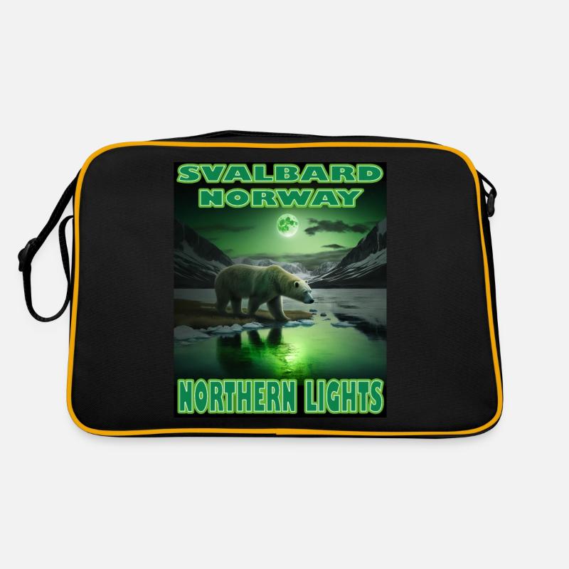 Svalbard Norwegen Spitzbergen Polar Eisbär - Retro Tasche - Schwarz/Gold