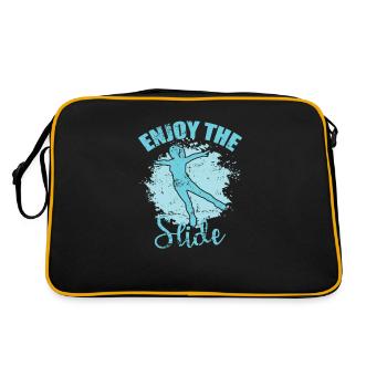 Enjoy the Slide Schlittschuhlaufen Eisbahn - Retro Tasche - Schwarz/Gold - Hinten