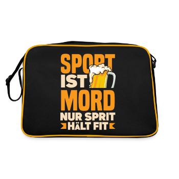 Sport ist Mord nur Sprit hält fit Biertrinker & - Retro Tasche - Schwarz/Gold - Hinten