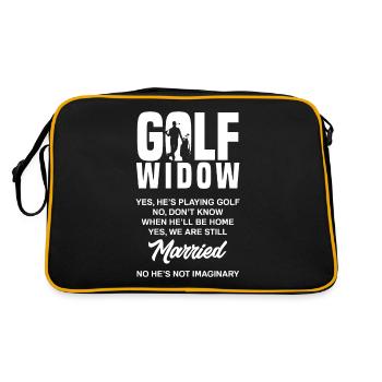 Golf Widow Funny Golfer Wife Gift - Retro Bag - black/gold - Back