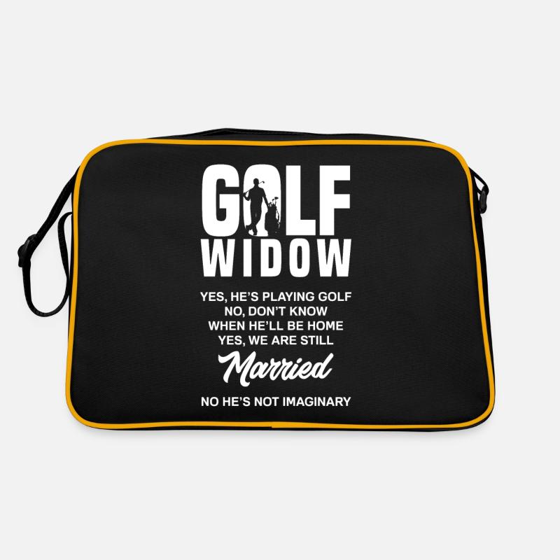 Golf Witwe Lustiges Golfer Ehefrau Geschenk - Retro Tasche - Schwarz/Gold