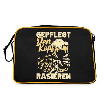 Geplegt den Kopf rasieren Biertrinker & Bier - Retro Tasche - Schwarz/Gold - Hinten
