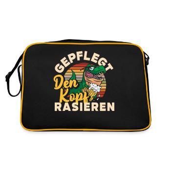 Geplegt den Kopf rasieren Biertrinker & Bier - Retro Tasche - Schwarz/Gold - Hinten