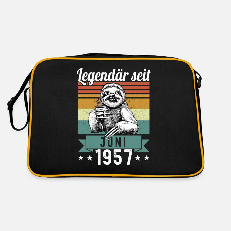 Faultier Legendär seit Juni 1957 Geburtstag - Retro Tasche - Schwarz/Gold