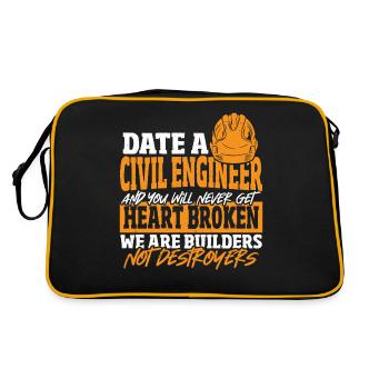 Date Civil Engineer Never Get Heart Broken Civil - Retro Bag - black/gold - Back