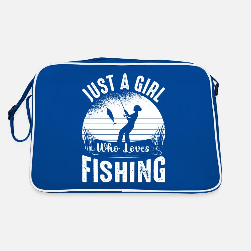 Nur ein Mädchen, das das Fischen liebt - Retro Tasche