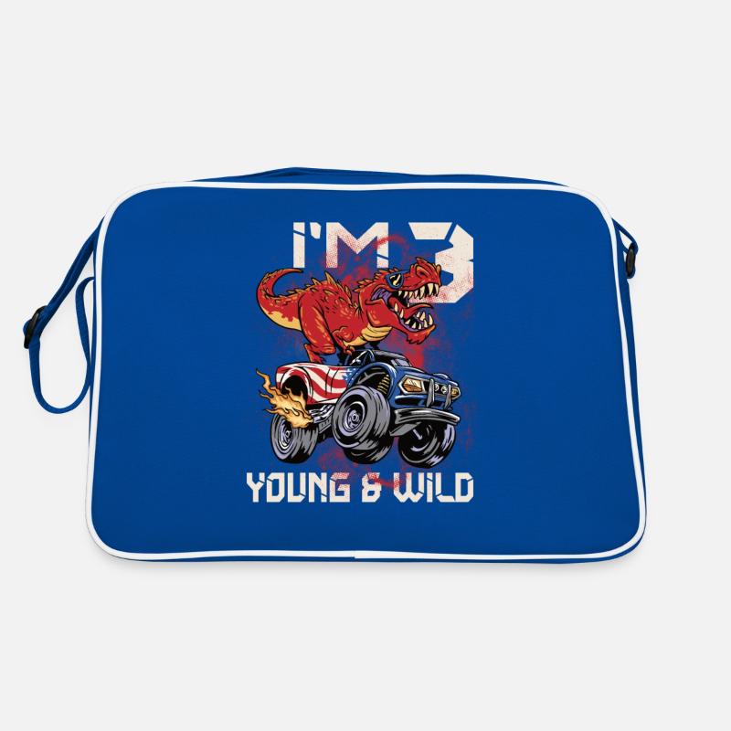 3rd birthday children I am 3 Young & Wild Retro Bag