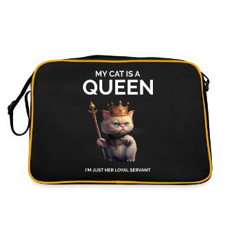 Lustige Katze sagt verrückte Katzendame - Retro Tasche - Schwarz/Gold - Hinten