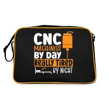 CNC Machinist By Day Really Tired By Night CNC - Retro Bag - black/gold - Back