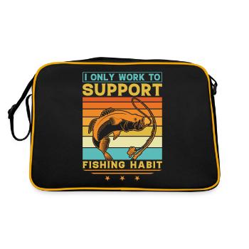 Ich arbeite nur, um meine Angelgewohnheiten zu unt - Retro Tasche - Schwarz/Gold - Hinten